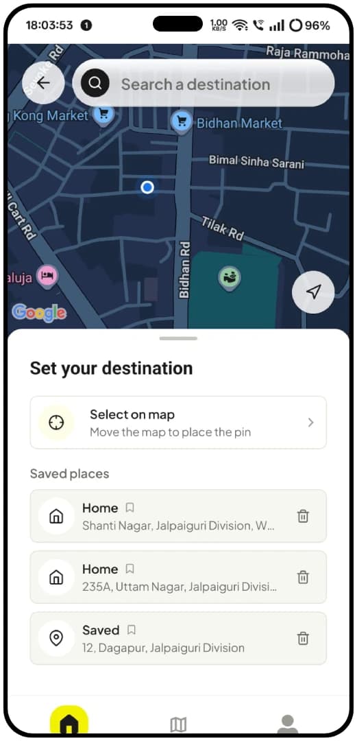 DriverZone customer app — select package and duration