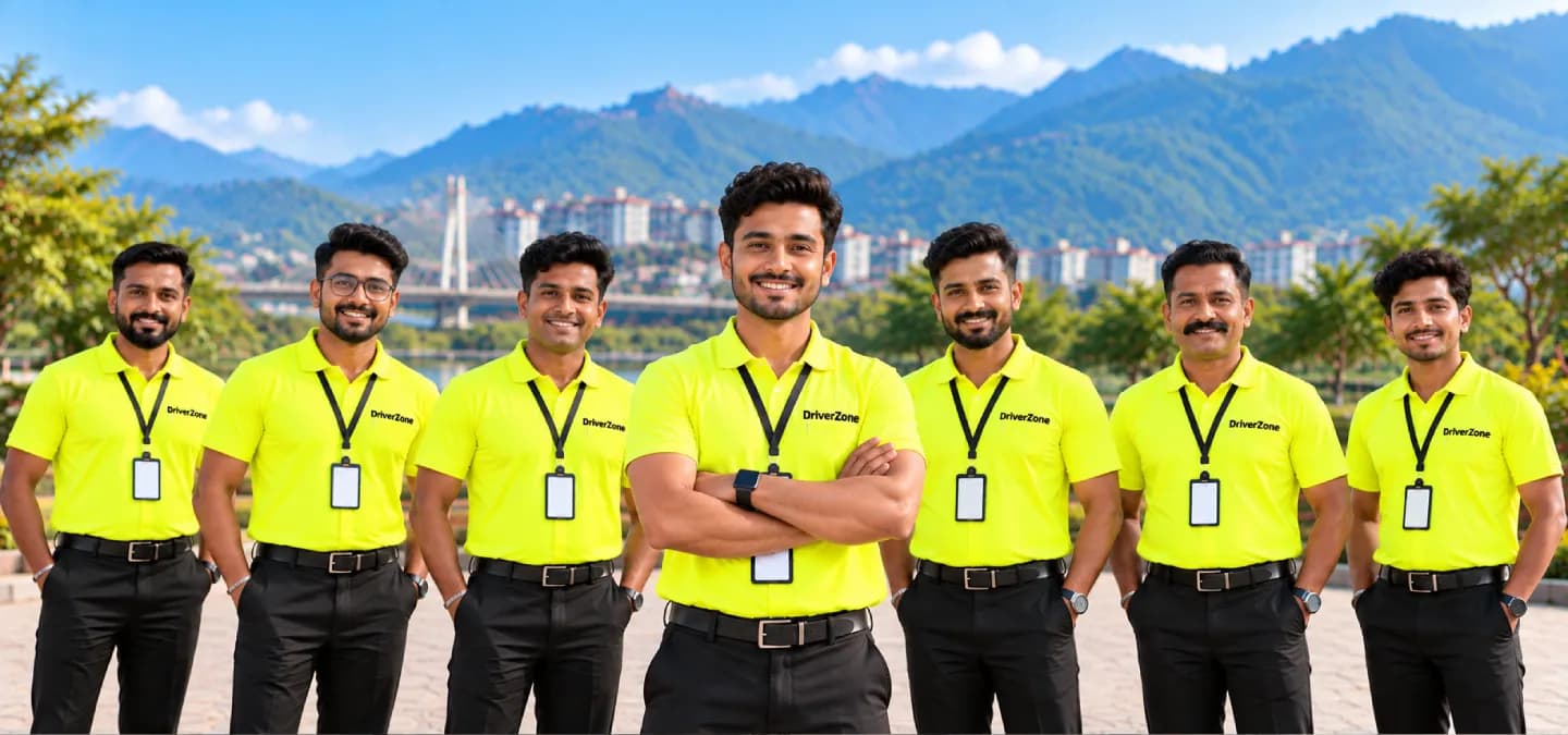 DriverZone drivers standing with their vehicles on a city street